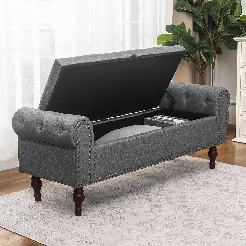 Adeco Storage Ottoman Bench for Bedroom