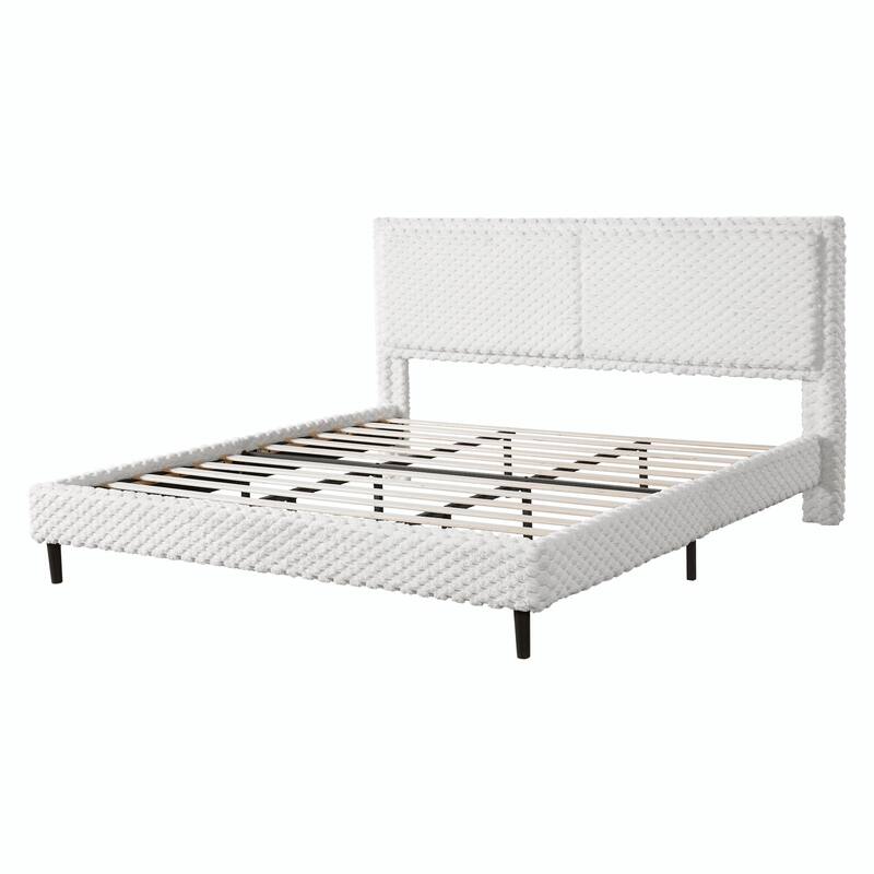 Simple Modern White Plush Soft Bed - Comfortable Backrest for Bedroom