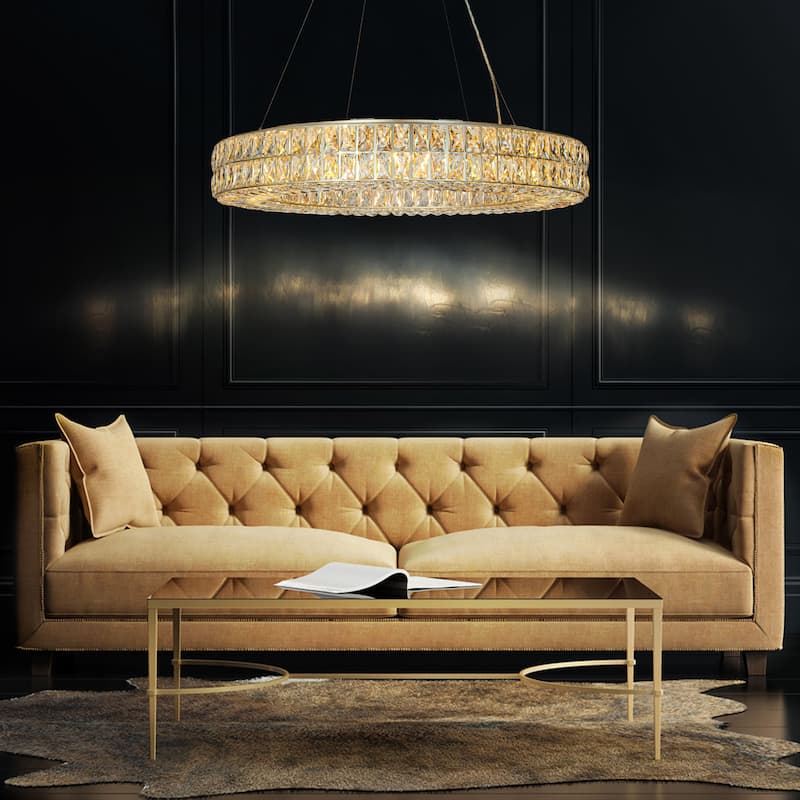 12-Light Modern And Contemporary Lighting Crystal Ring Chandelier For Dining Room And Living Room - Sofe Gold