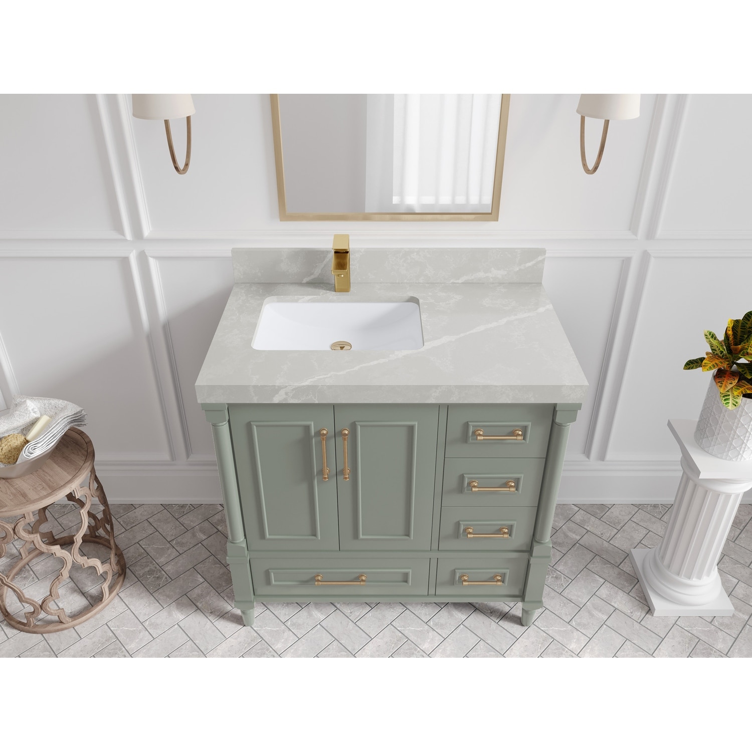 Willow Collections 36 in. W x 22 in. D Aberdeen Left Offset Sink Bathroom Vanity with Countertop