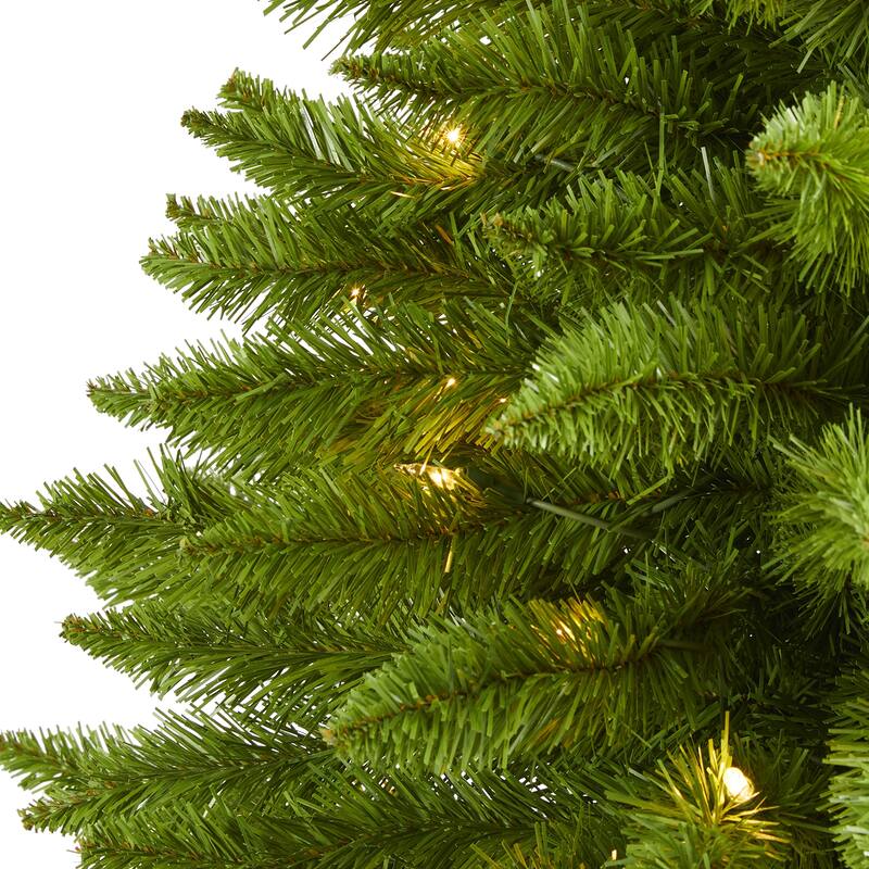 3ft. Pine Artificial Christmas Tree with 50 Warm White Lights and 143 Branches - Compact Holiday X-Mas Accent Tree