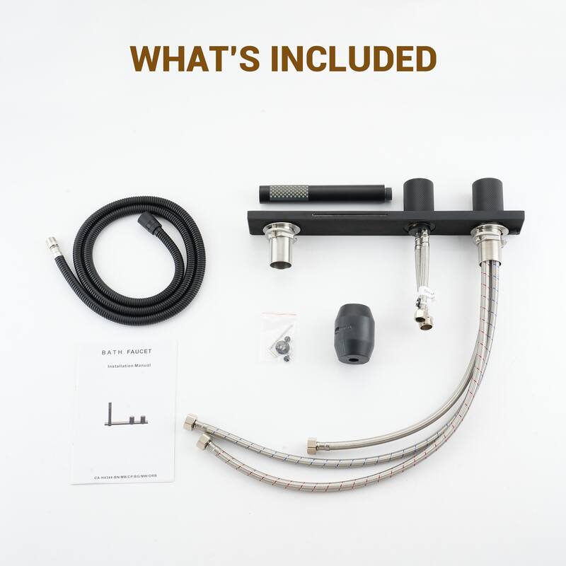 Bathtub Filler Faucet with Sprayer, 2-Handle Deck-Mount Roman Tub Faucet with Handshower Pressure Balanced Valve Included