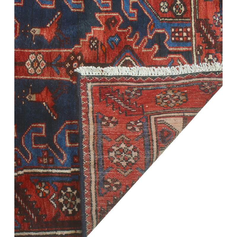 Fine Vintage Distressed Kizza Navy/Red Runner - 3'2" x 9'8"