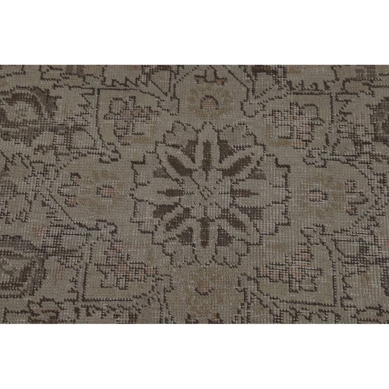 Tabriz Persian Vintage Area Rug Hand-Knotted Beige Wool Carpet - 9'6" x 13'4"