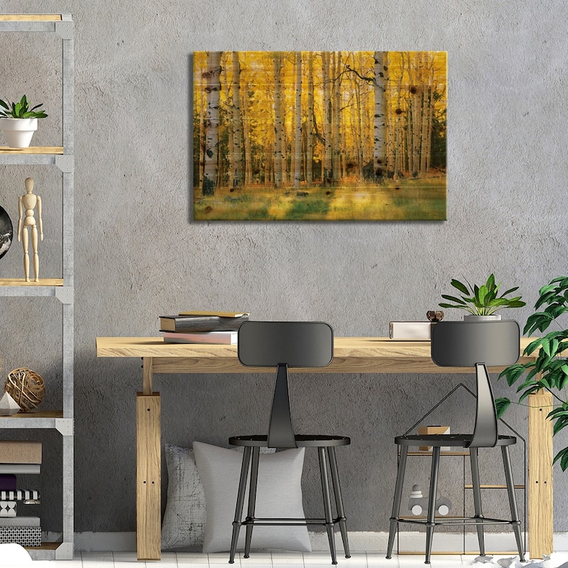 Aspen Trees In A Forest, Coconino National Forest, Arizona, USA Print On Wood by Panoramic Images - Multi-Color