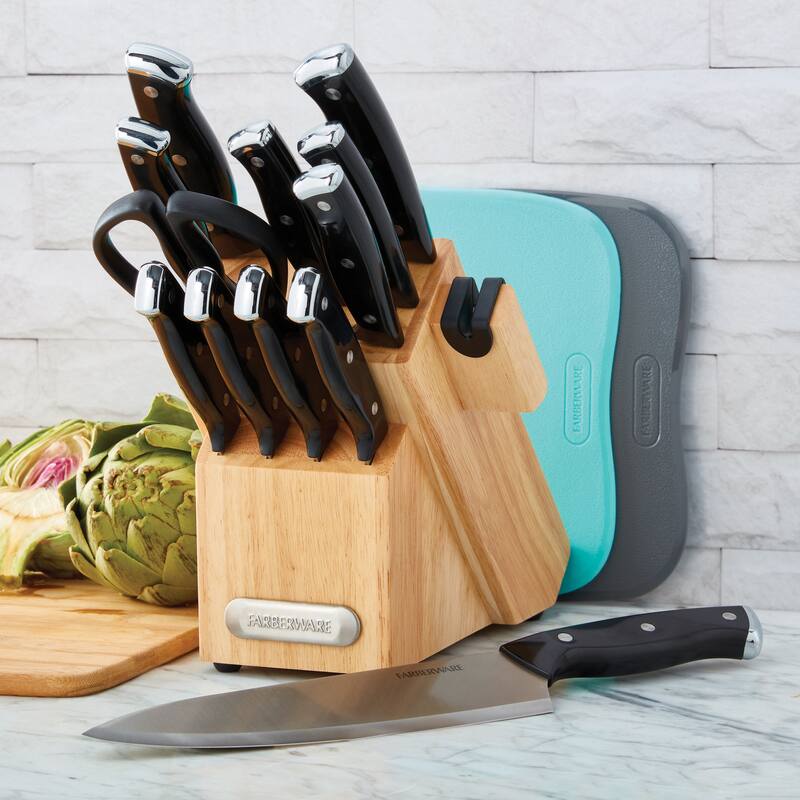 Farberware EdgeKeeper 14 Piece Cutlery and Cutting Mat Set with Block - N/A