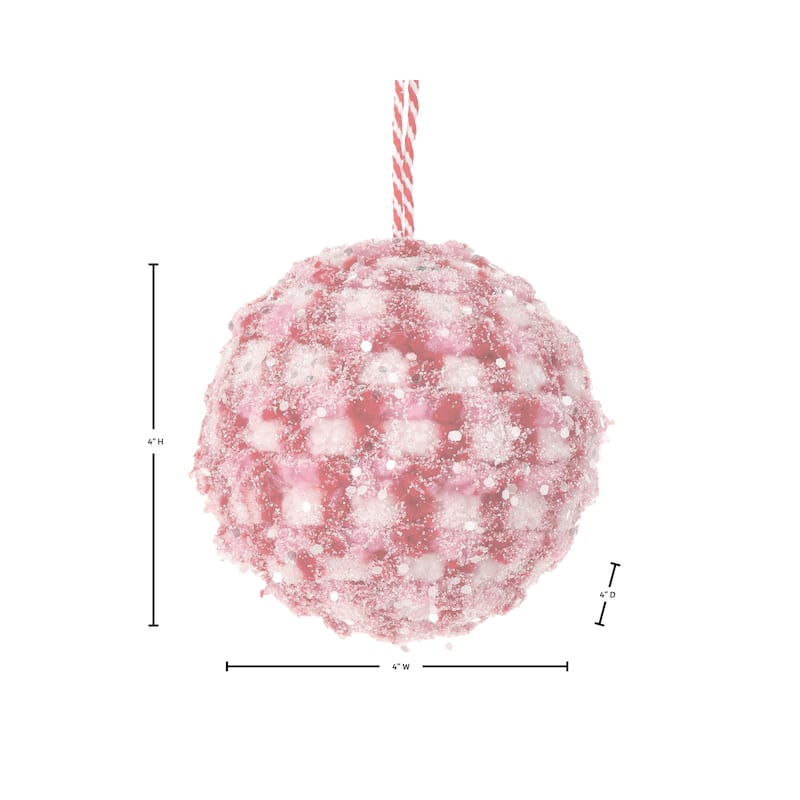 4" So Sweet Snow Glitter Ball Ornament Set of 6