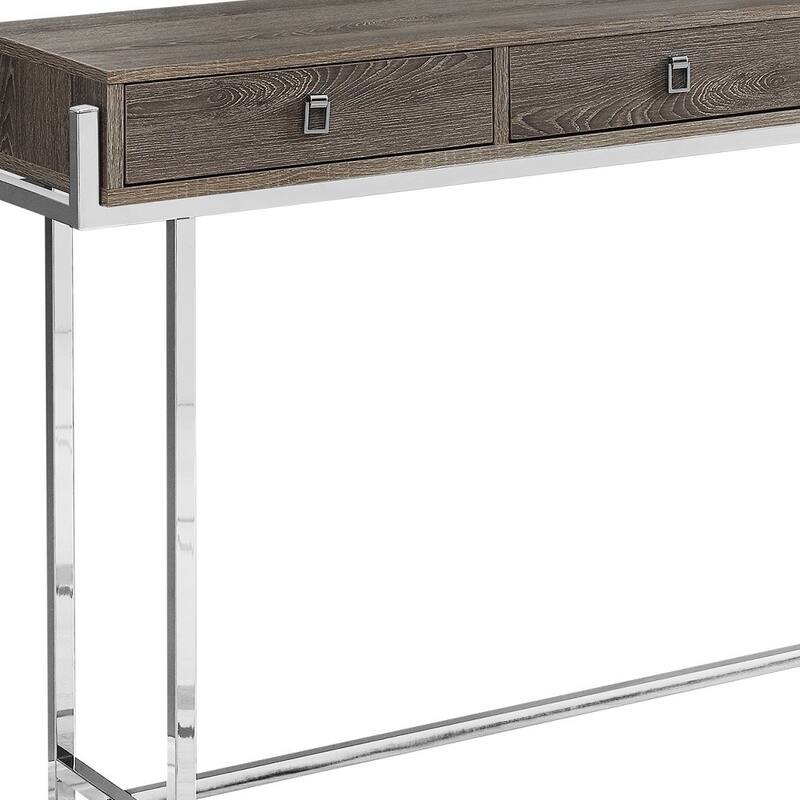 HomeRoots 48" Taupe and Silver Console Table And Drawers - 48.00 in. x 31.75 in. x 12.00 in.