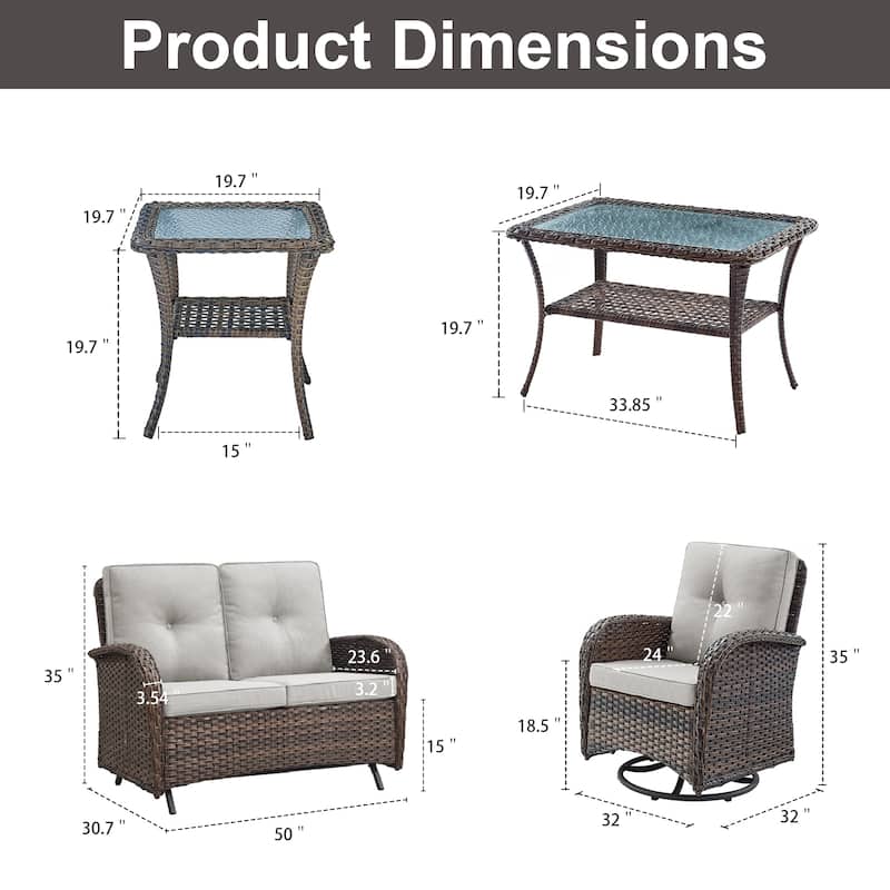 Gymojoy Outdoor Wicker Patio Furniture Loveseat Glider Set