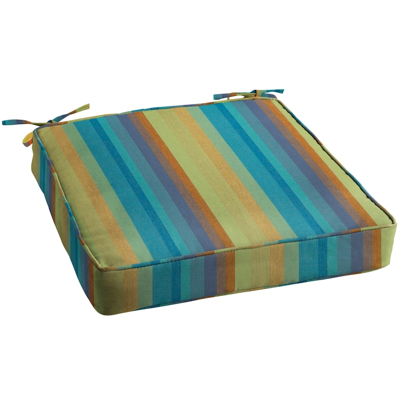 Sorra Home Sunbrella Outdoor Corded Chair Cushion - 19 in W x 19 in D x 3 in H - Astoria Lagoon