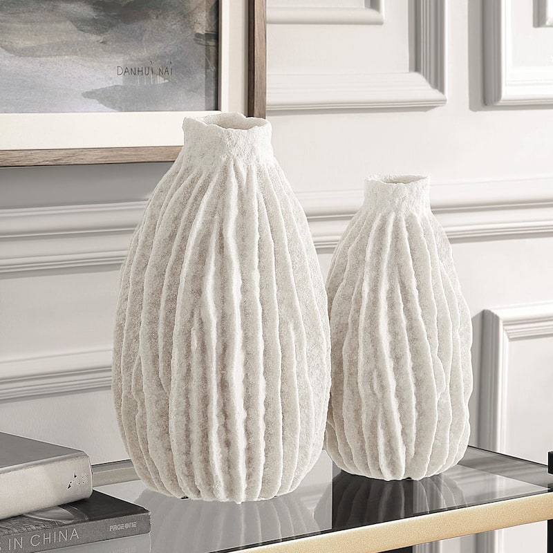 Uttermost 18200 Ivory Ridge 14" Tall Polyresin Vase - Set of 2
