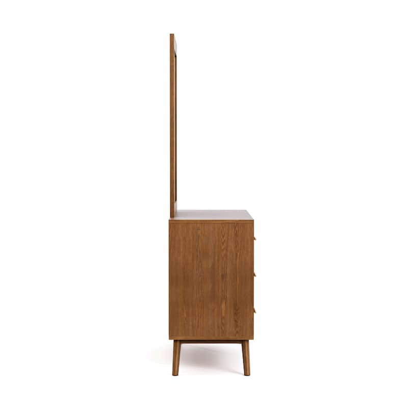 Furniture of America Beau Midcentury Walnut 2-Piece Dresser and Mirror Set