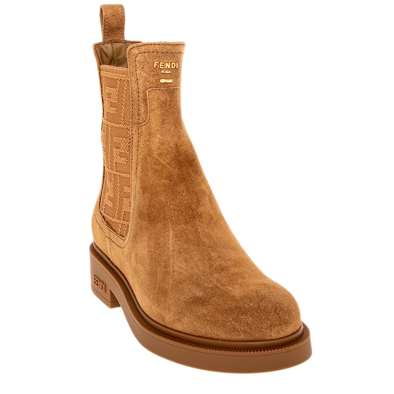 Fendi Filo Biker Boots in Suede - Bronze - 41 EU