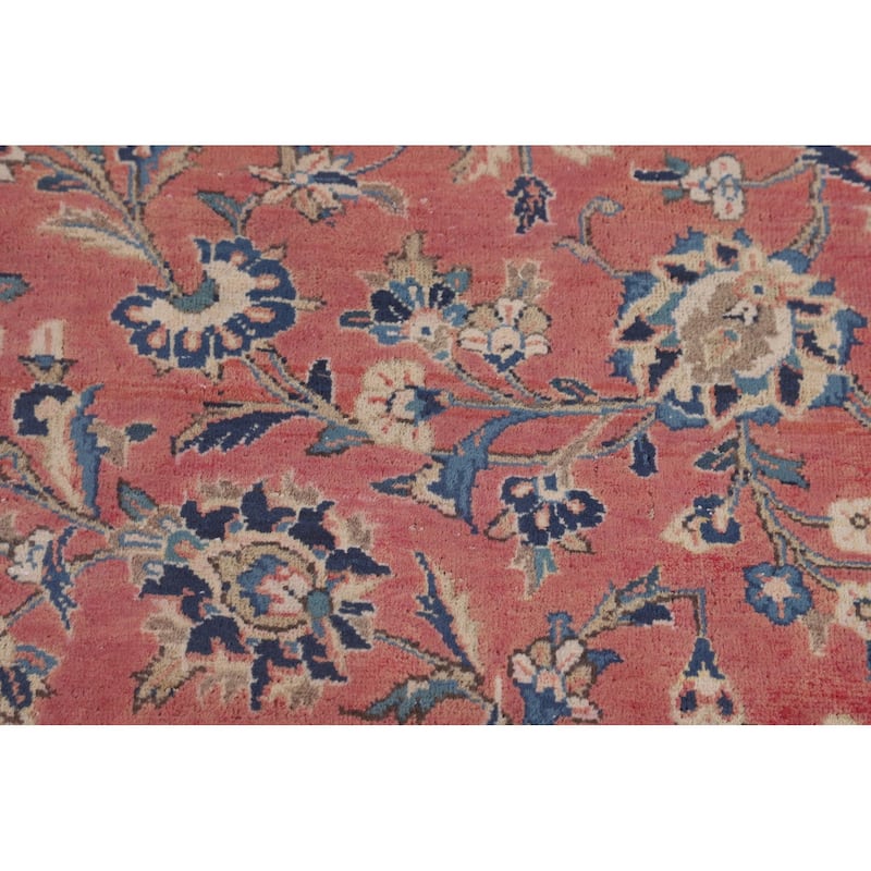 Traditional Kashan Large Persian Vintage Rug Hand-Knotted Wool Carpet - 10'2"x 14'0"