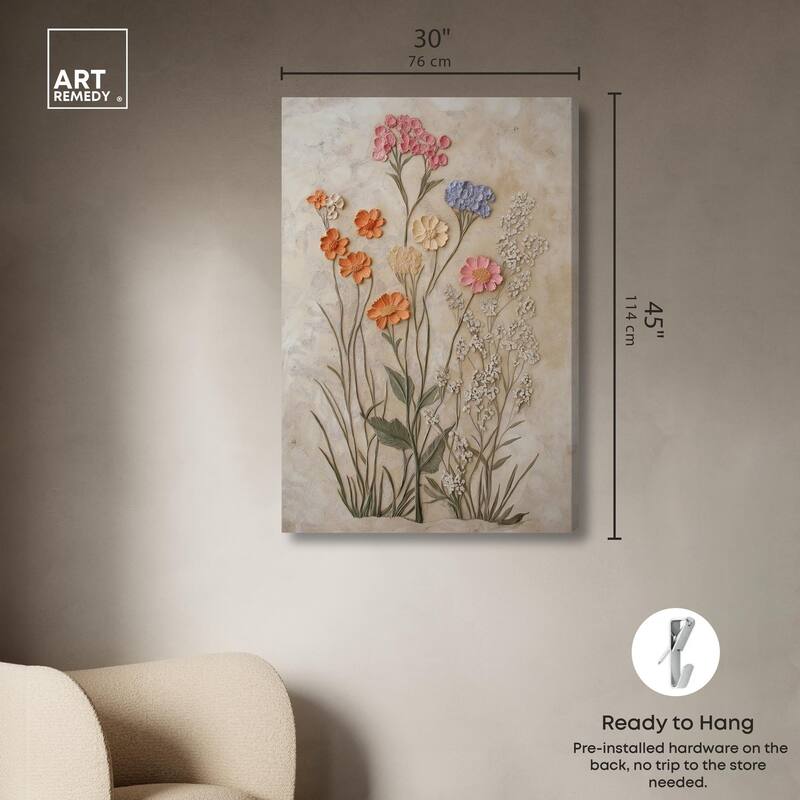 Sculpted Flora Frieze IV Canvas by Art Remedy, Gallery Wrapped