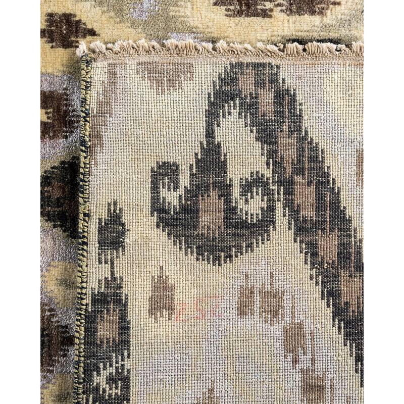 Ikat One-of-a-Kind Hand-Knotted Area Rug - Black, 9' 2" x 12' 3" - 9' 2" x 12' 3"