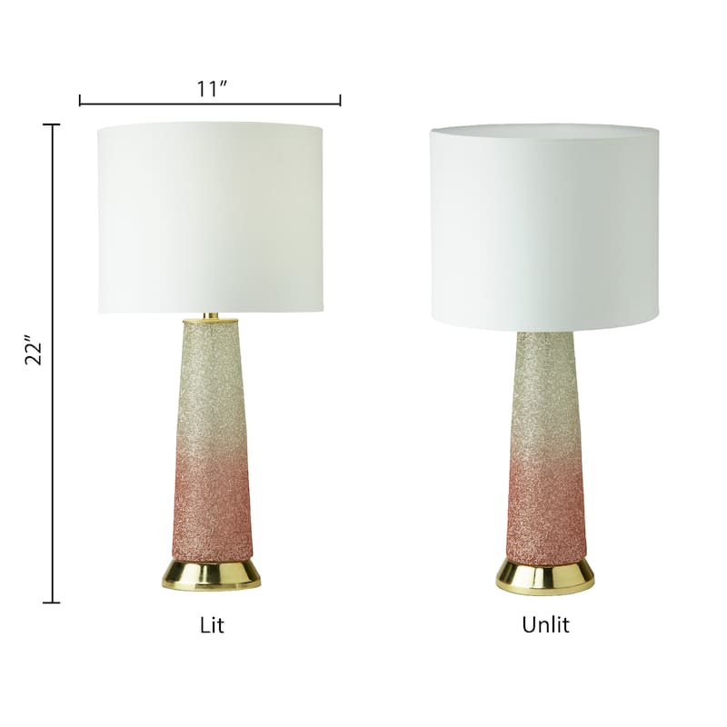 Bliss River of Goods Ombre Pink Glass and Metal 22-Inch Table Lamp