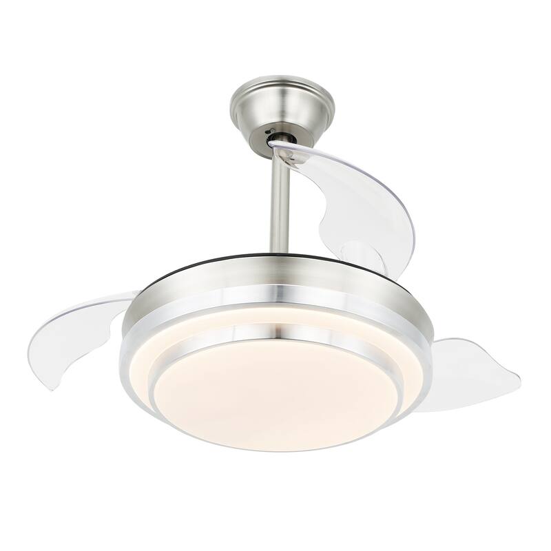 36" Dimmable Retractable Modern Ceiling Fan with Light, 6-Speed Reversible DC Motor Ceiling Fan with Remote - 36