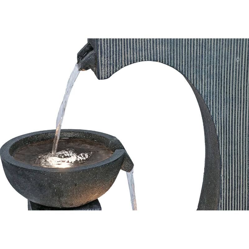 31.75" LED Lighted Semi-Circle Tiered Outdoor Garden Water Fountain