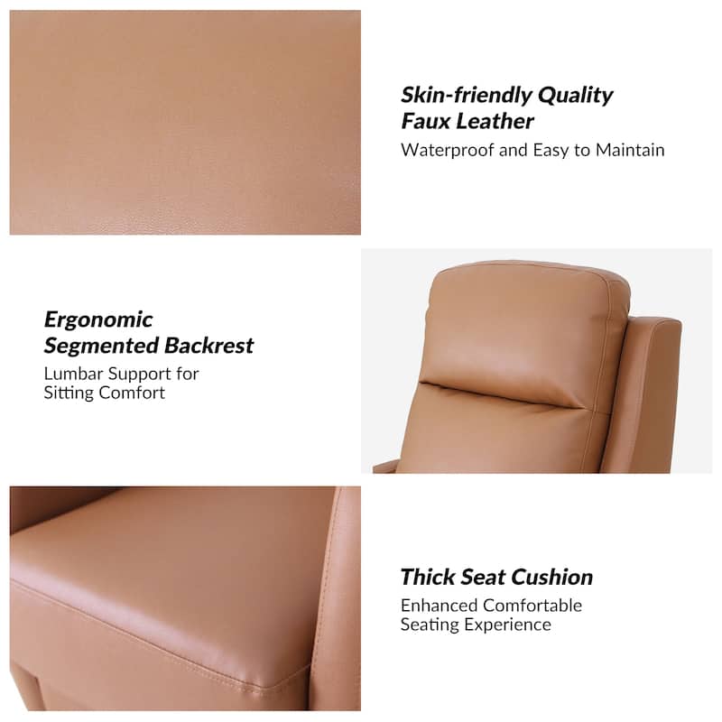 Esteban Modern Faux Leather Manual Rocking Swivel Recliner with Wingback