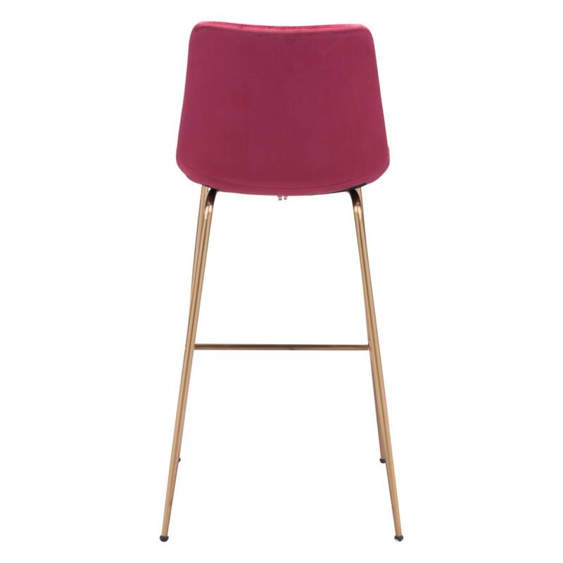 31" Modern Non-Swivel Velvet Bar Chair with Steel Frame and Low Back Bucket Seat Footrest - 20.9”W x 22.2”D x 43.1”H