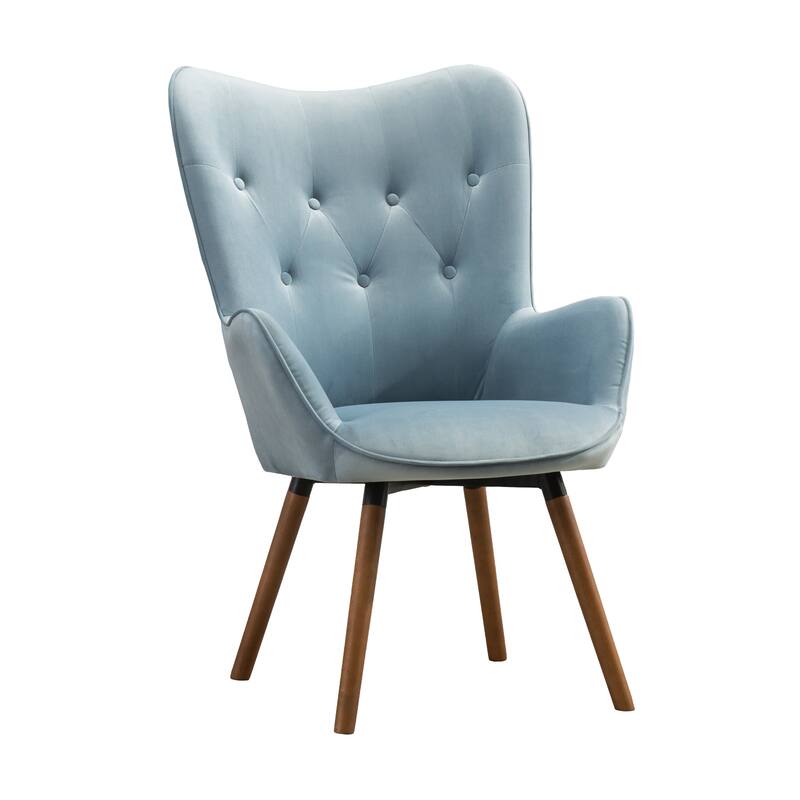 Blue Modern 30" Polyester Button Tufted Accent Chair with Solid Wood Frame for Living Room