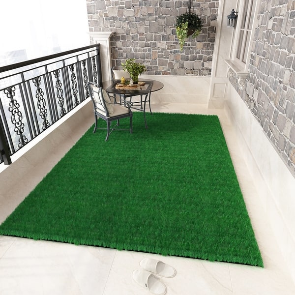 Realistic Deluxe Artificial Grass Synthetic Thick Lawn - Overstock ...