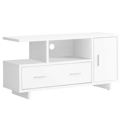 47 Inch Enclosed Storage TV Stand with One Door Cabinet and Cable Hole Suitable for Any Room - 47.25”L x 15.5”W x 23.75”H