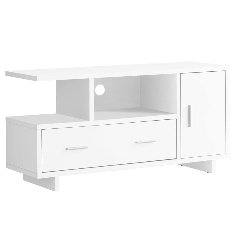 HomeRoots 47" White Cabinet Enclosed Storage TV Stand - n/a