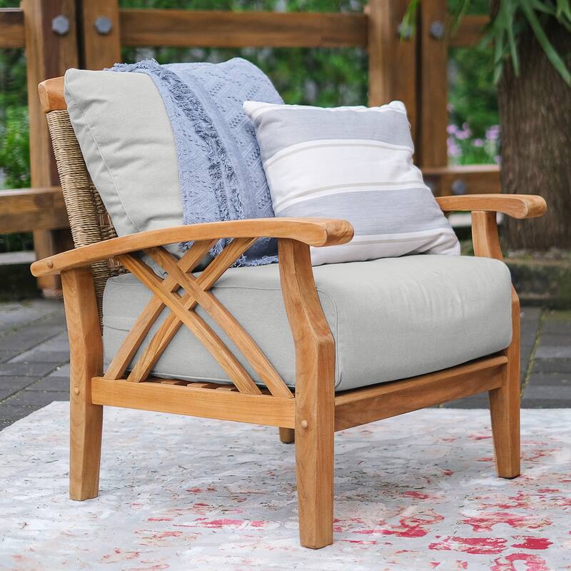 Cambridge Casual Carmel 3-Piece Teak Patio Chat Set with Cushions