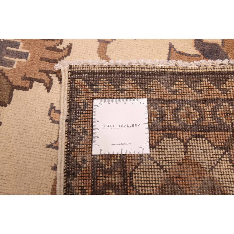 ECARPETGALLERY Hand-knotted Finest Kargahi Ivory Wool Rug - 6'1 x 9'3