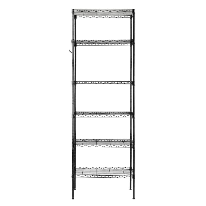 6-Tier NSF-Certified Steel Wire Shelving Rck with Wheels Black
