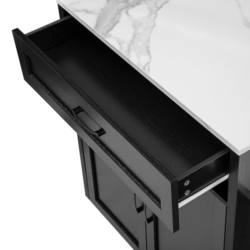 Anmytek Expandable Kitchen Island and Dining Table with Power Outlets - Convertible Cart to Table for Small Spaces