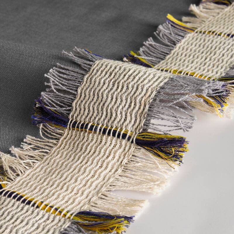 Exclusive Fabrics Bordered Textured Cotton Curtains For Bedroom & Living Room Curtains - Single Panel Drapes