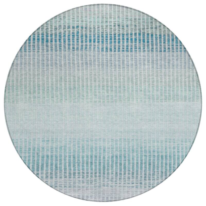 Machine Washable Indoor/ Outdoor Contemporary Stripes Chantille Rug