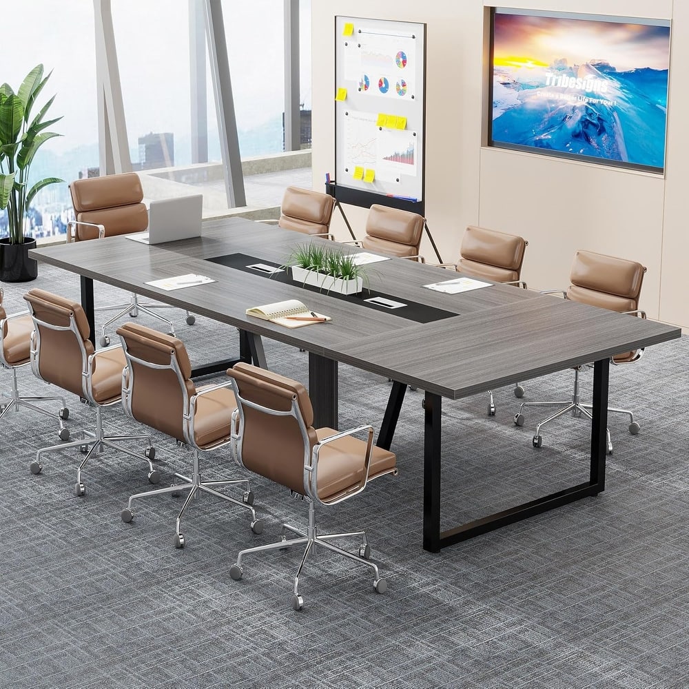 8FT Conference Table, Large Meeting Table for 10 People, Easy Assembly