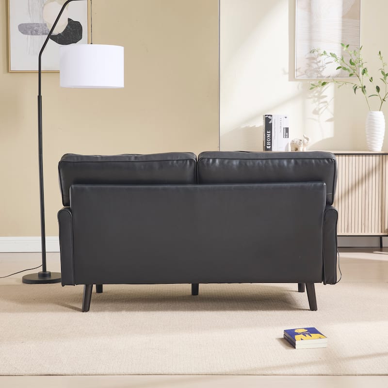 Loveseat Sofa,Mid Century Modern Love Seat, 2 Seater Sofa Couches For Living Room,Small Couch With Usb & Removable Pillow Cover