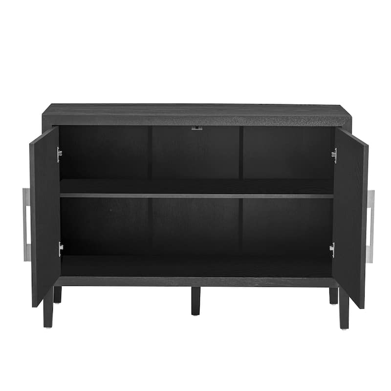 2 Door Cabinet Storage Cabinet with 2 Metal Handles & Adjustable Shelves, Wooden Entryway Cabinets Coffee Bar Cabinets