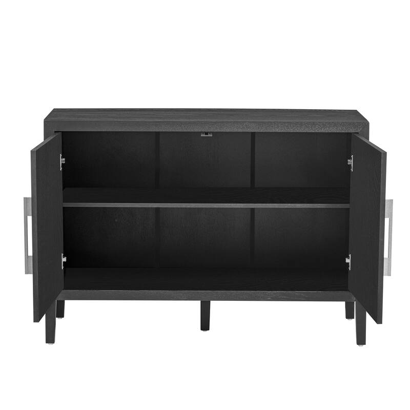 Sideboard with 2 Metal Handles & 2 Doors, Large Capacity Wooden Accent Cabinet, Buffet Cabinet with Adjustable Shelves
