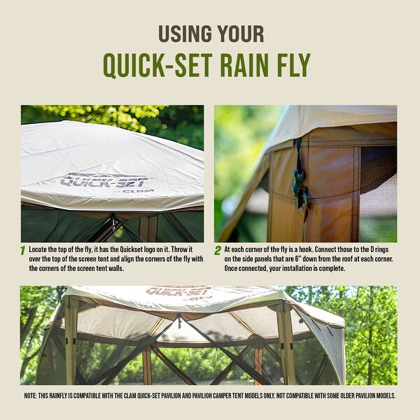 CLAM Quick-Set Pavilion Screened Canopy Tent Rain Fly Tarp, Cover