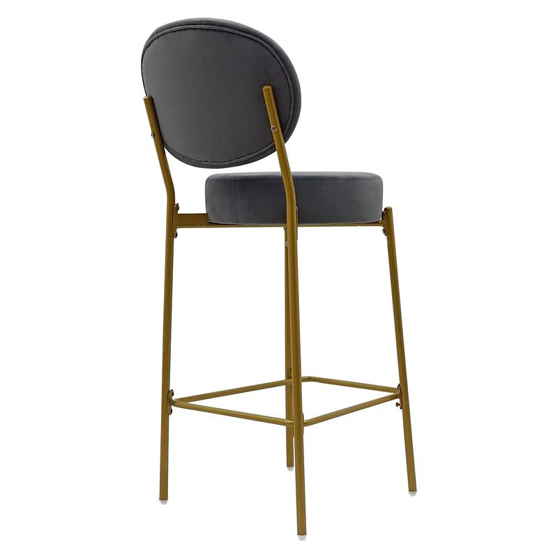 GDFStudio - Lunara Modern Velvet Upholstered Bar Height Bar Stool with Gold Metal Legs, Backrest & Footrest, Set of 2 - 41.34"H