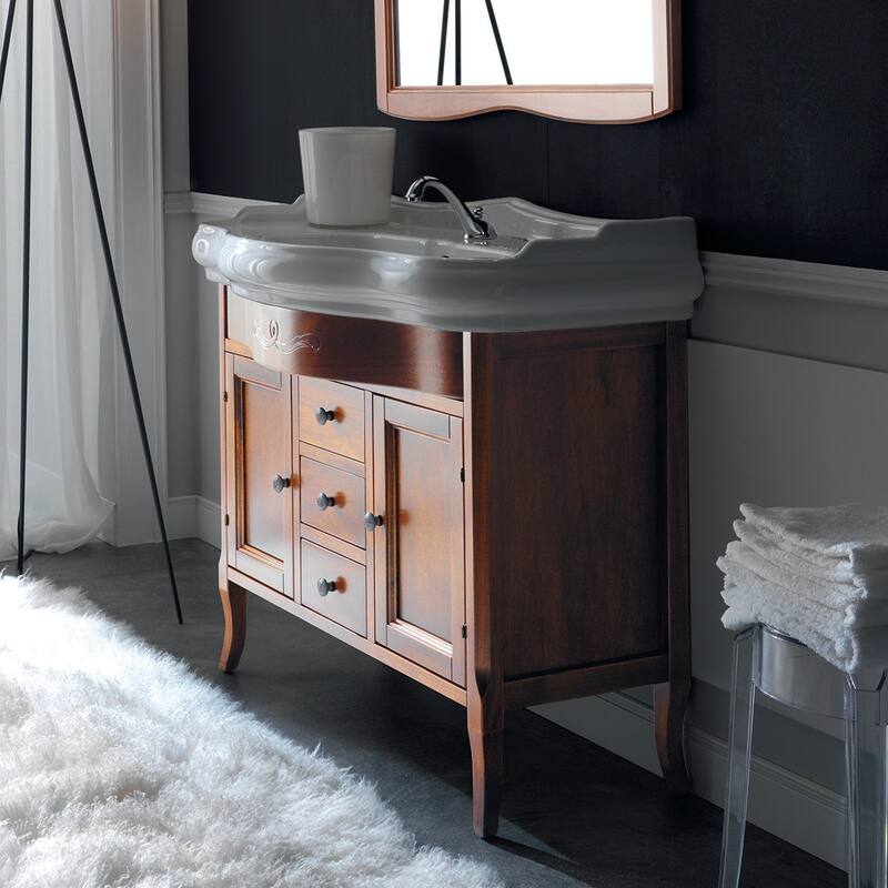 WS Bath Collections Retro 1050.01+7347 Retro 40" Free Standing Single - Walnut - Wood Finish