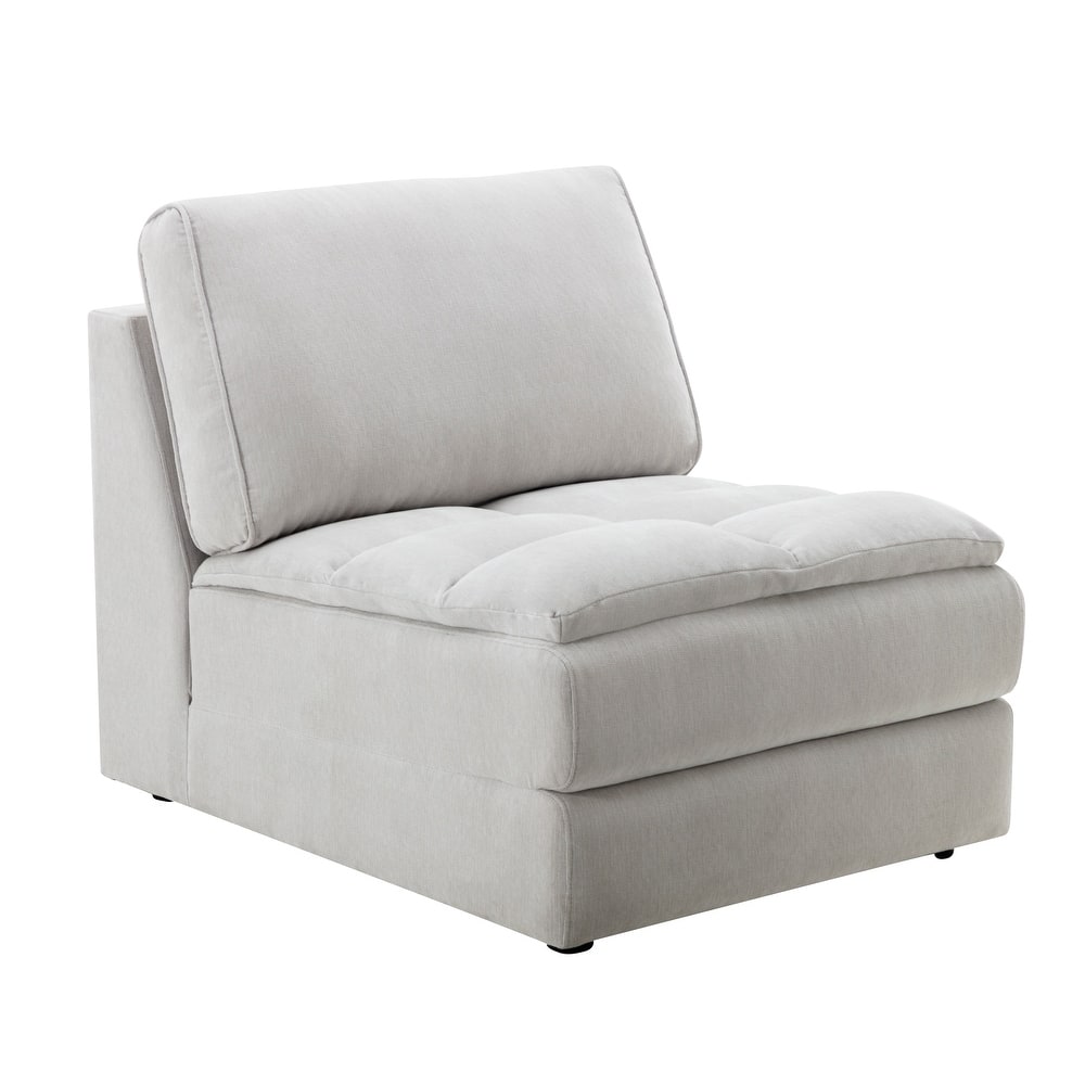Roundhill Furniture Breton Contemporary Fabric Tufted Chair, Oyster Gray