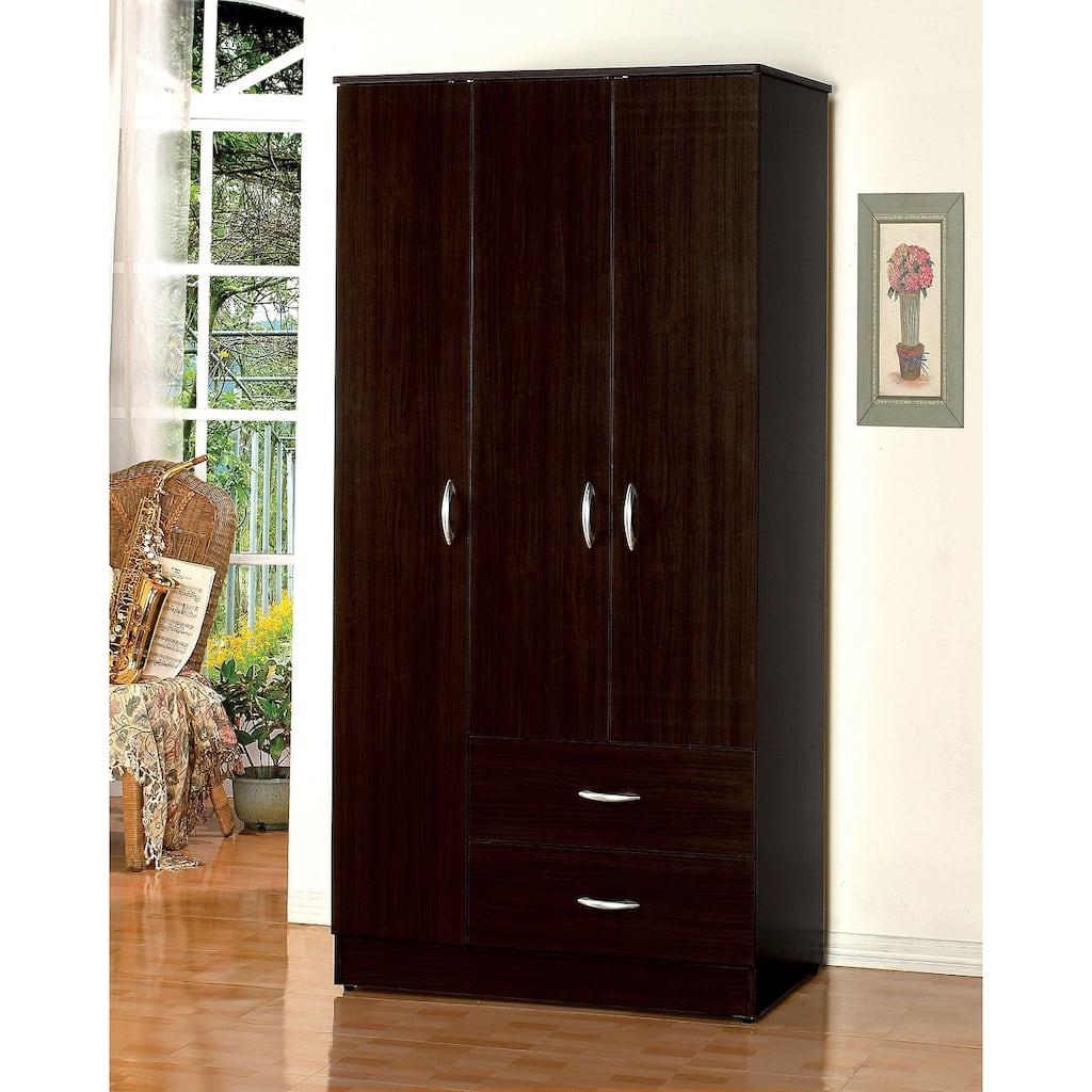 Wooden Wardrobe with 2 Drawers in Espresso