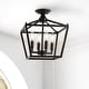 preview thumbnail 2 of 21, Milton Mini Lantern 4-Light Iron Modern Farmhouse LED Flush Mount, by JONATHAN Y
