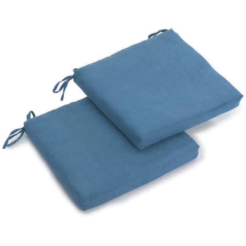 20-inch by 19-inch Microsuede Chair Cushion with Ties (Set of 1, 2, or 4) - Set of 2 - Indigo