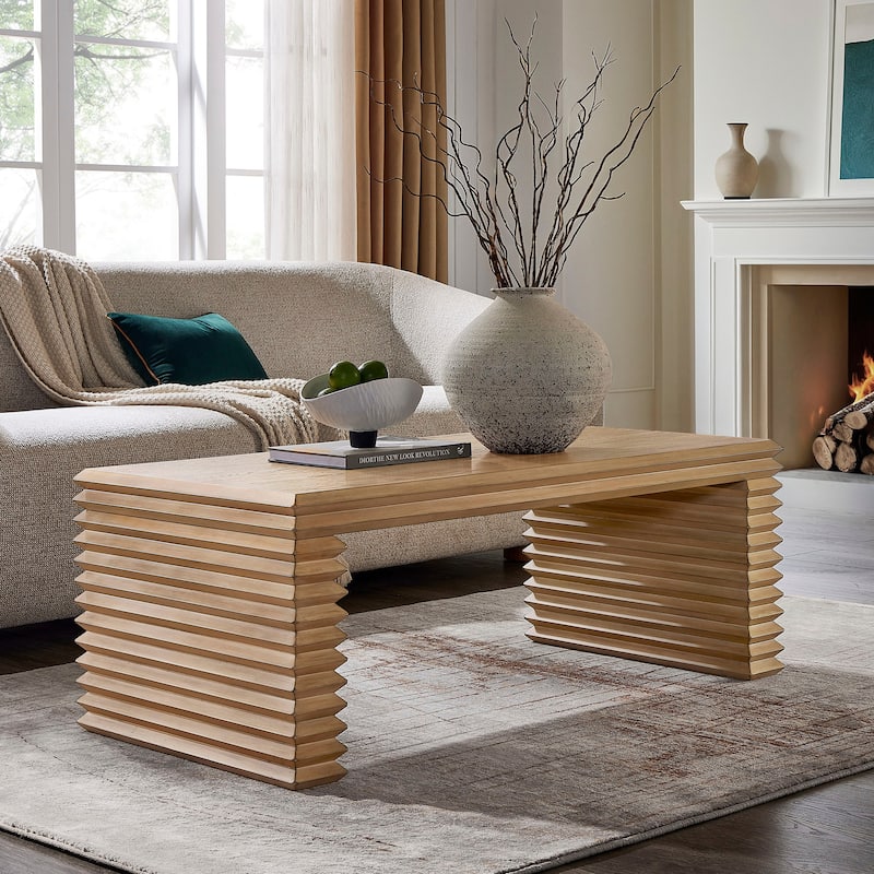 Canto Rectangular Stacked Design Coffee Table - Weathered Oak