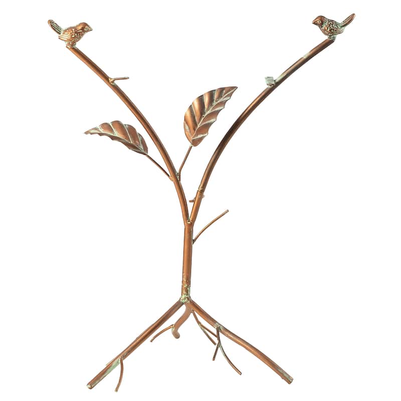 Glitzhome 19.5"H Metal Faux Copper Patina Finish Birdfeeder Free stanging or Hanging Birdbath
