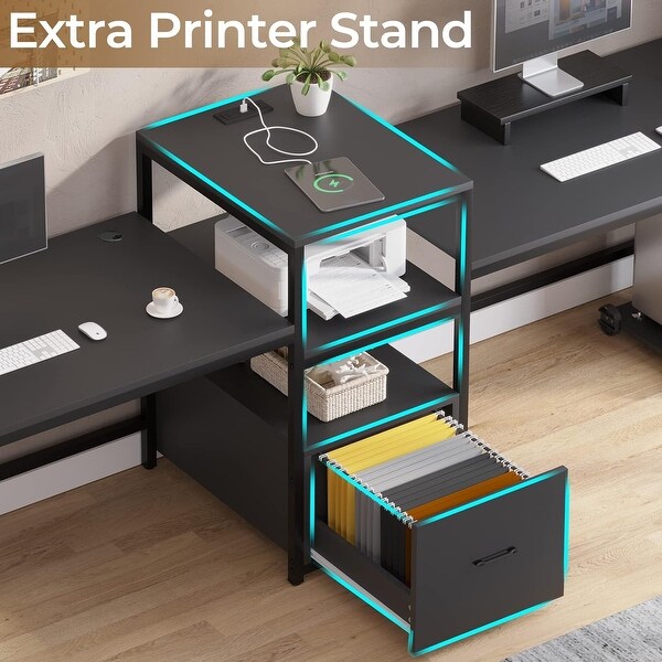 Double computer desk with printer shelf 2025