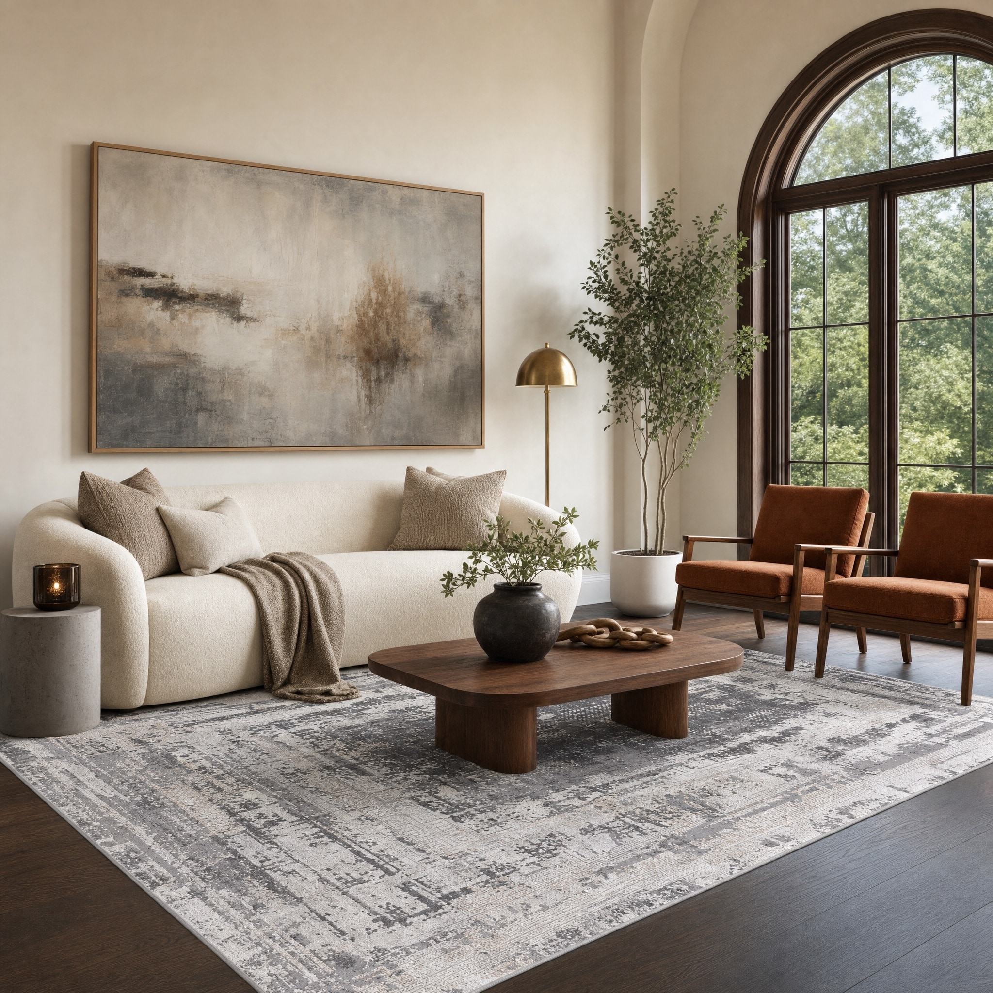 MDA Rugs Bowman Ivory/Gray Abstract Area Rug